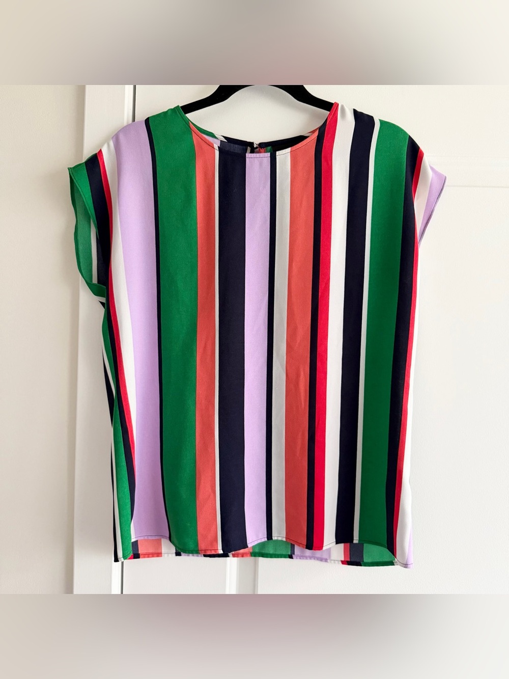 Halogen Multicolor Green & Purple Striped Sleeveless Blouse